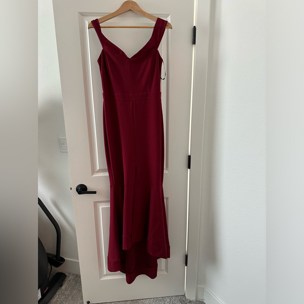 Windsor Burgundy off shoulder formal dress